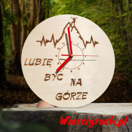 Zegar z mottem górskim "Lubię być na górze"