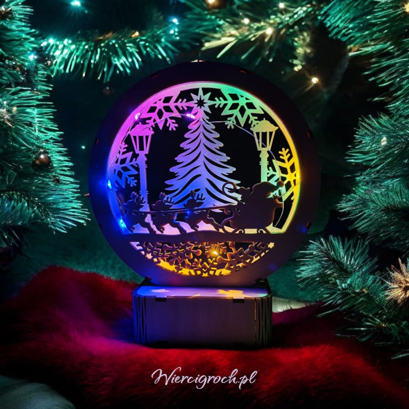 Pejzaż świąteczny z saniami Mikołaja 3D